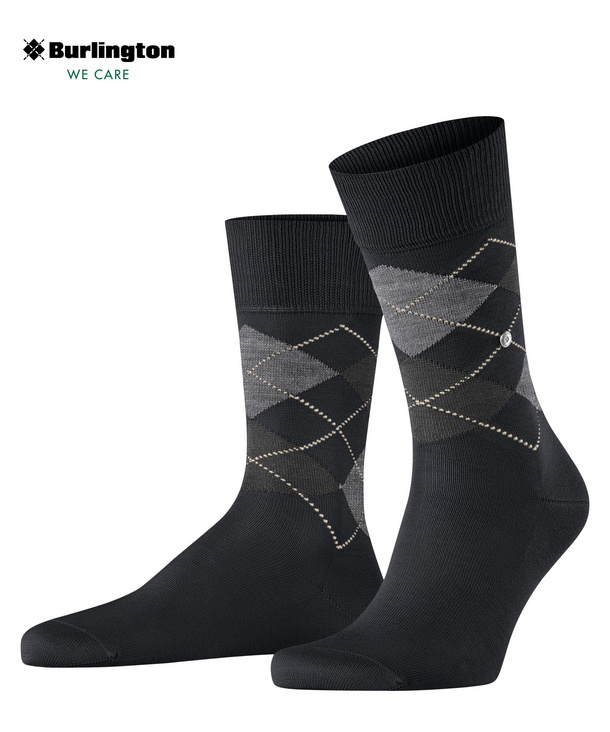 Chaussettes Pour Hommes Burlington – Coton Beige, Motif Argyle Manchester – Neuves Avec étiquette