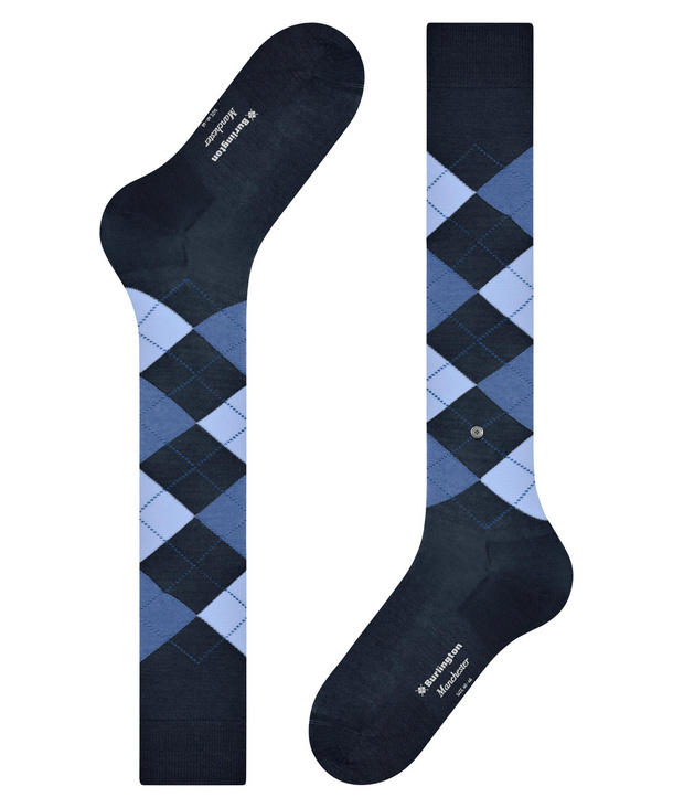 Burlington Argyle Socken Business Casual Burlington King Kniestrümpfe – Bio- Baumwolle, Blickdicht & Gemustert Argyle Muster