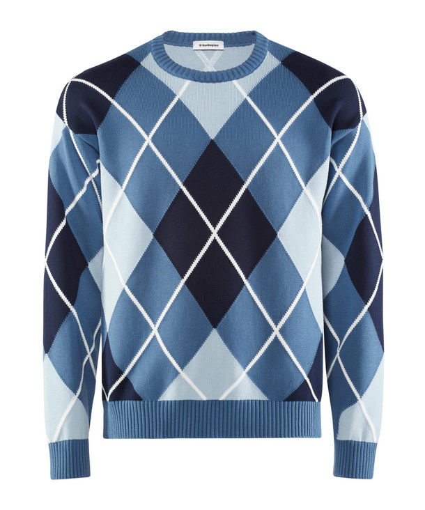 Argyle Sweater Men Pullover (Blue)
