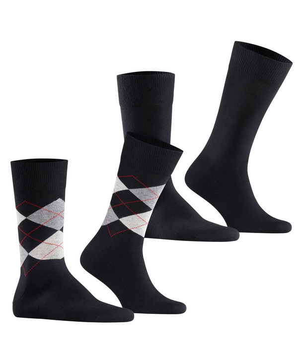 BOSS Herren Socken 2er-Pack – Argyle-Muster & Einfarbig, Baumwollreich, Normal Lang