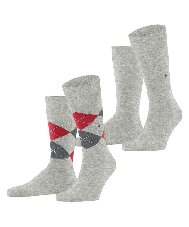 Calze Uomo Burlington Con Motivo Argyle E Baffi & Cappello – Cotone Traspirante, Taglia Unica 40-46