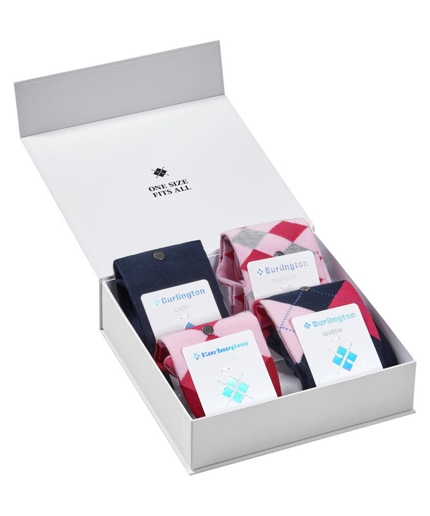 Chaussettes Burlington Bloomsbury Femme | Laine Mérinos Extérieur + Coton Intérieur | Motif Losanges Classique