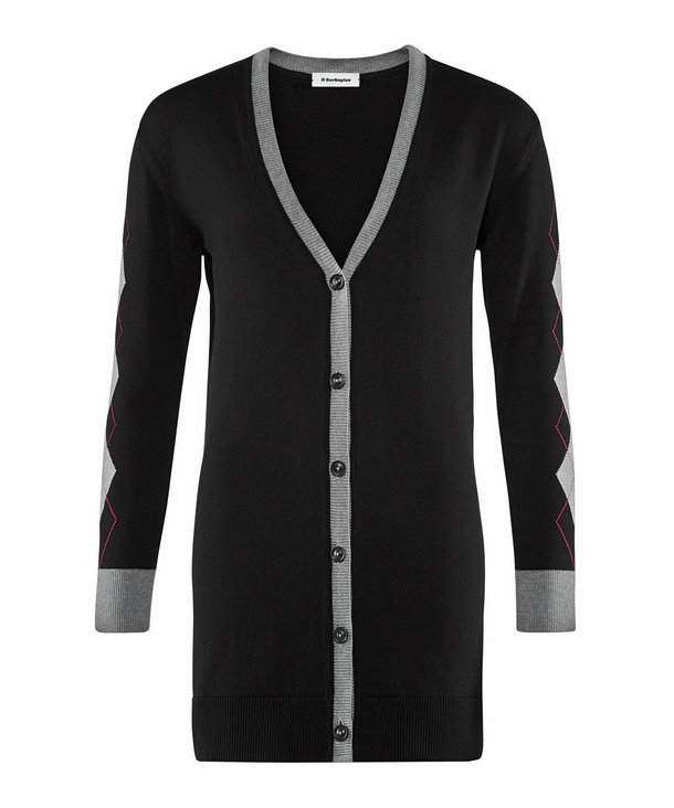 Image of Burlington Cardigan V-neck, Women, S, Black, Argyle, Cotton