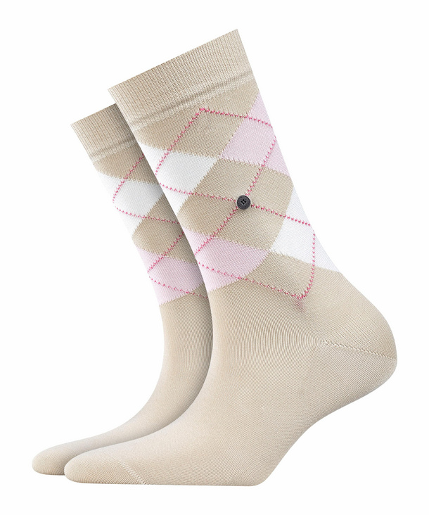 Image of Burlington Covent Garden Women Socks, -, Beige, Argyle, Cotton