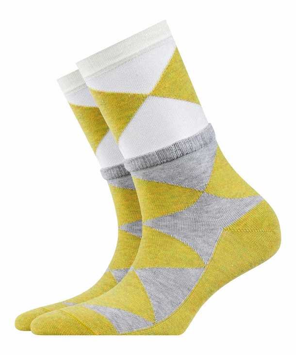 Image of Burlington Chic Argyle Women Socks, -, White, Diamonds, Cotton