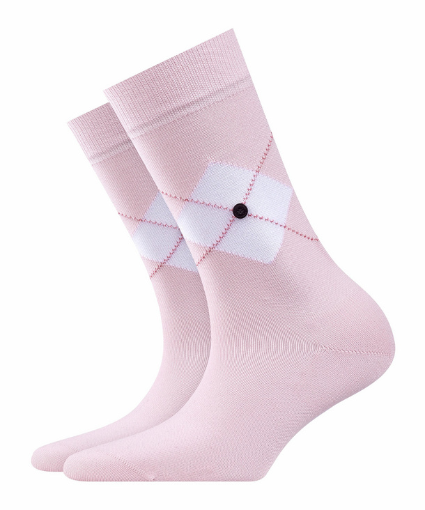 Image of Burlington Black Argyle Women Socks, -, Rose, Argyle, Cotton
