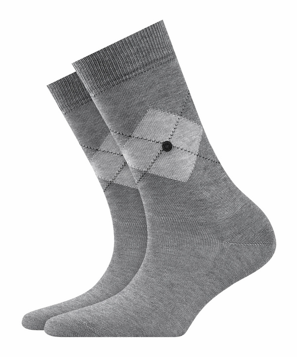 Image of Burlington Black Argyle Women Socks, -, Grey, Argyle, Cotton