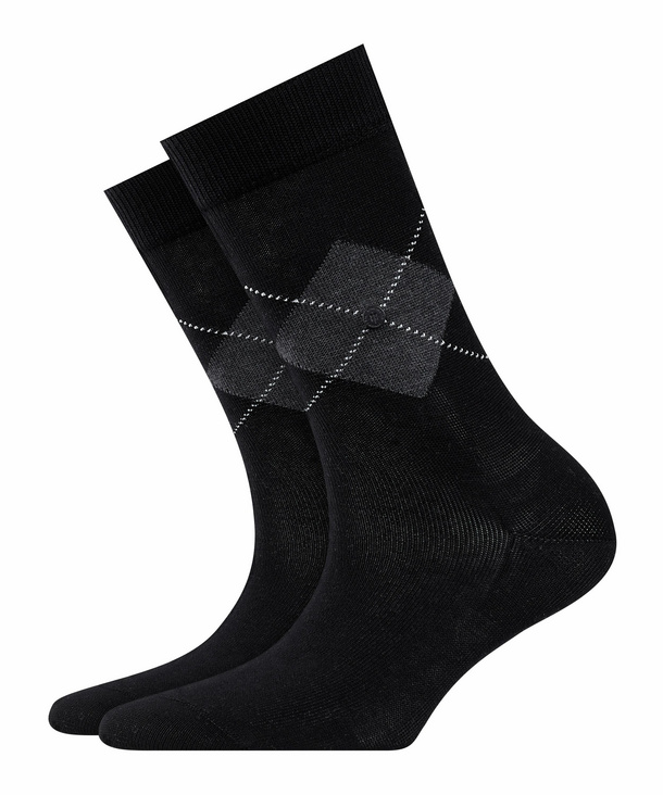 Image of Burlington Black Argyle Women Socks, -, Black, Argyle, Cotton