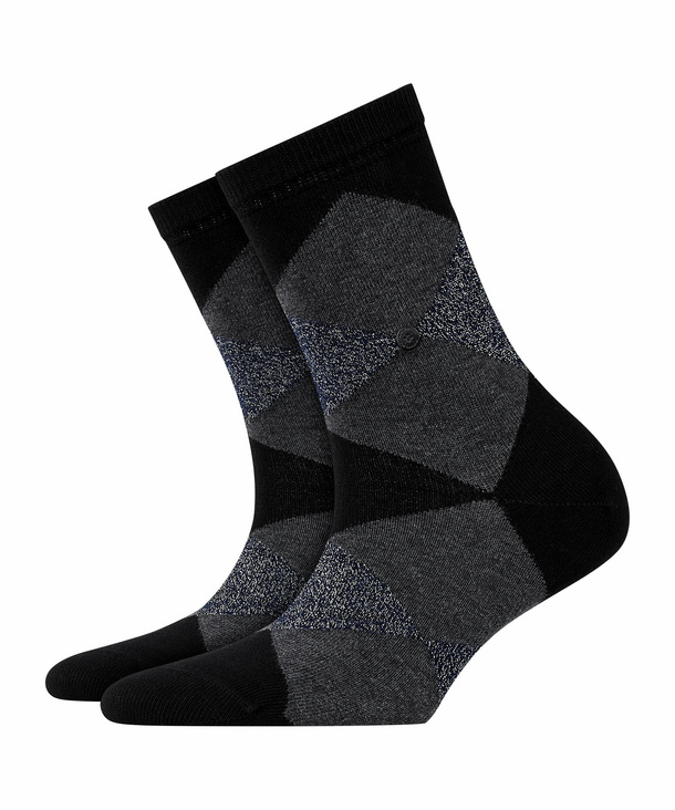 Image of Burlington Black Bonnie Women Socks, -, Black, Diamonds, Cotton
