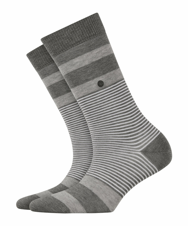 Image of Burlington Black Stripe Women Socks, -, Grey, Stripes, Cotton