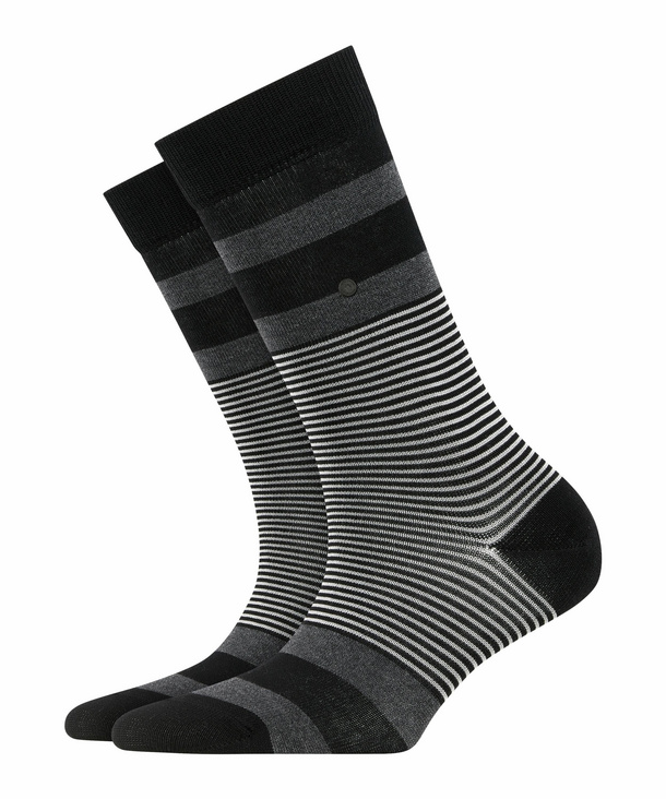 Image of Burlington Black Stripe Women Socks, -, Black, Stripes, Cotton