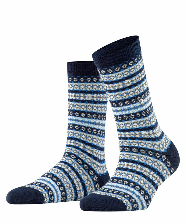Image of Burlington Country Fair Isle Women Socks, -, Blue, Stripes, Virgin Wool