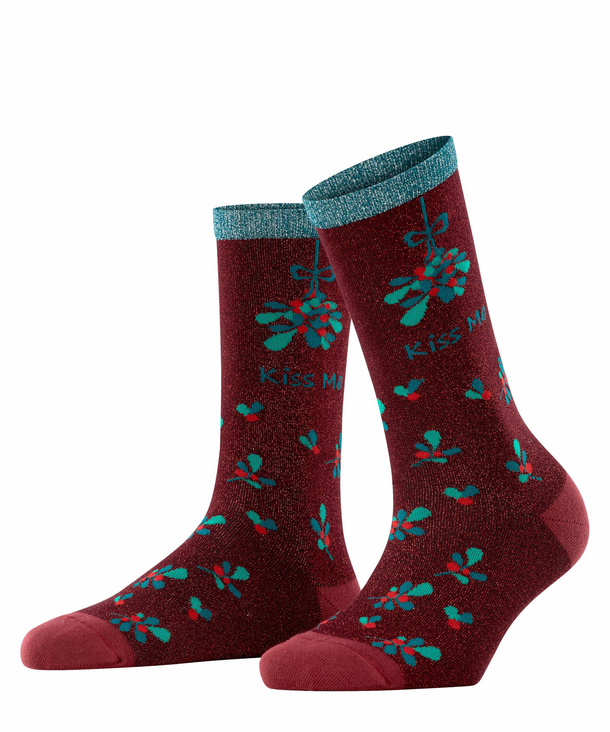 Image of Burlington Kiss Mas Women Socks, -, Red, Motif, Cotton