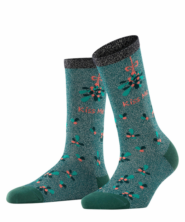 Image of Burlington Kiss Mas Women Socks, -, Green, Motif, Cotton