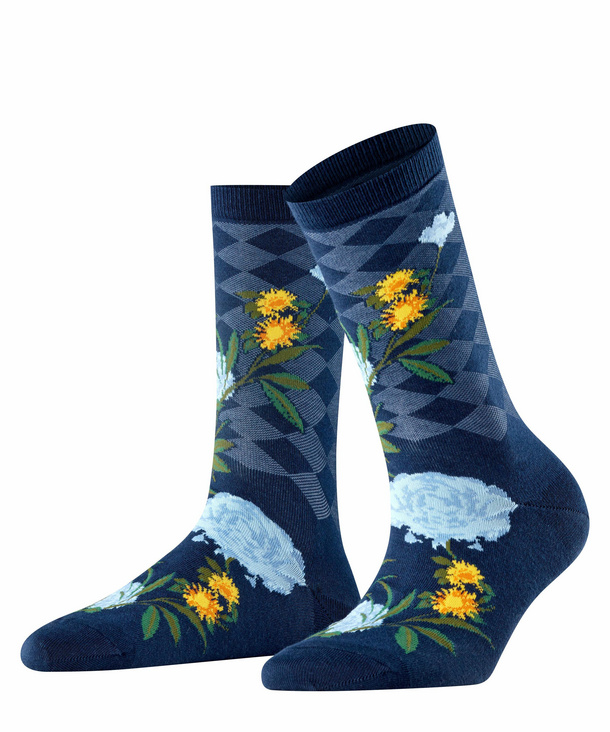 Image of Burlington Country Flower Women Socks, -, Blue, Motif, Cotton