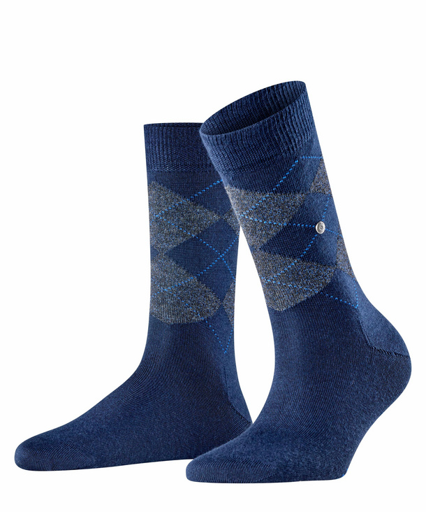 Image of Burlington Marylebone Lurex Women Socks, -, Black, Argyle, Virgin Wool