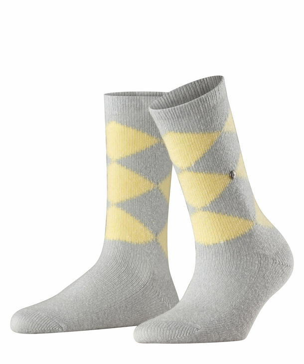 Image of Burlington Cosy Argyle Women Socks, -, Grey, Argyle, Wool