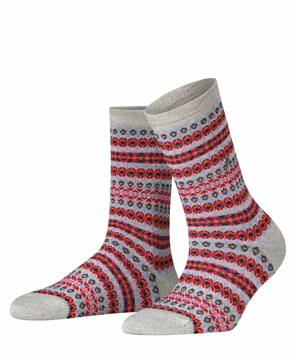 Image of Burlington Country Fair Isle Women Socks, -, Grey, Stripes, Virgin Wool