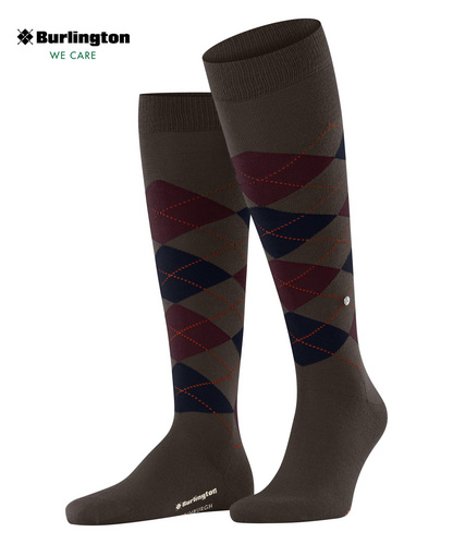 Burlington Cardiff Calzini Lunghi Uomo In Cotone Mercerizzato - Grigio (Steel Melange) - Taglia Unica 40-46
