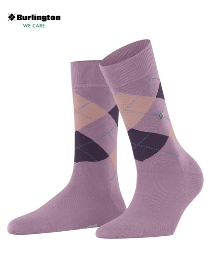 Burlington Charming Checks W So Alpaga Laine Fantaisie 1 Paire, Chaussettes Femme, Bleu Midnight 6098, 36-41