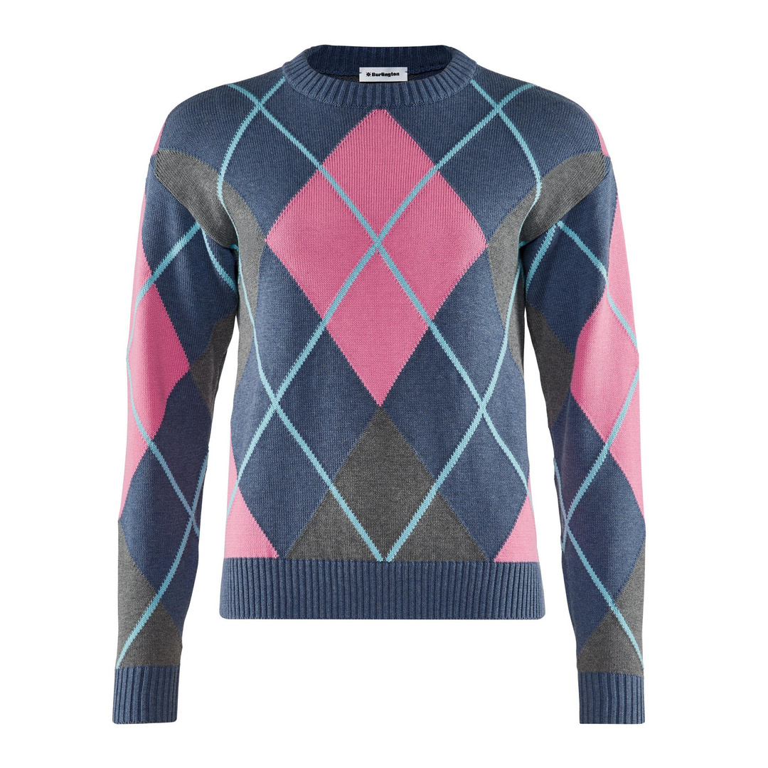 Burlington Argyle Sweater Donna Pullover